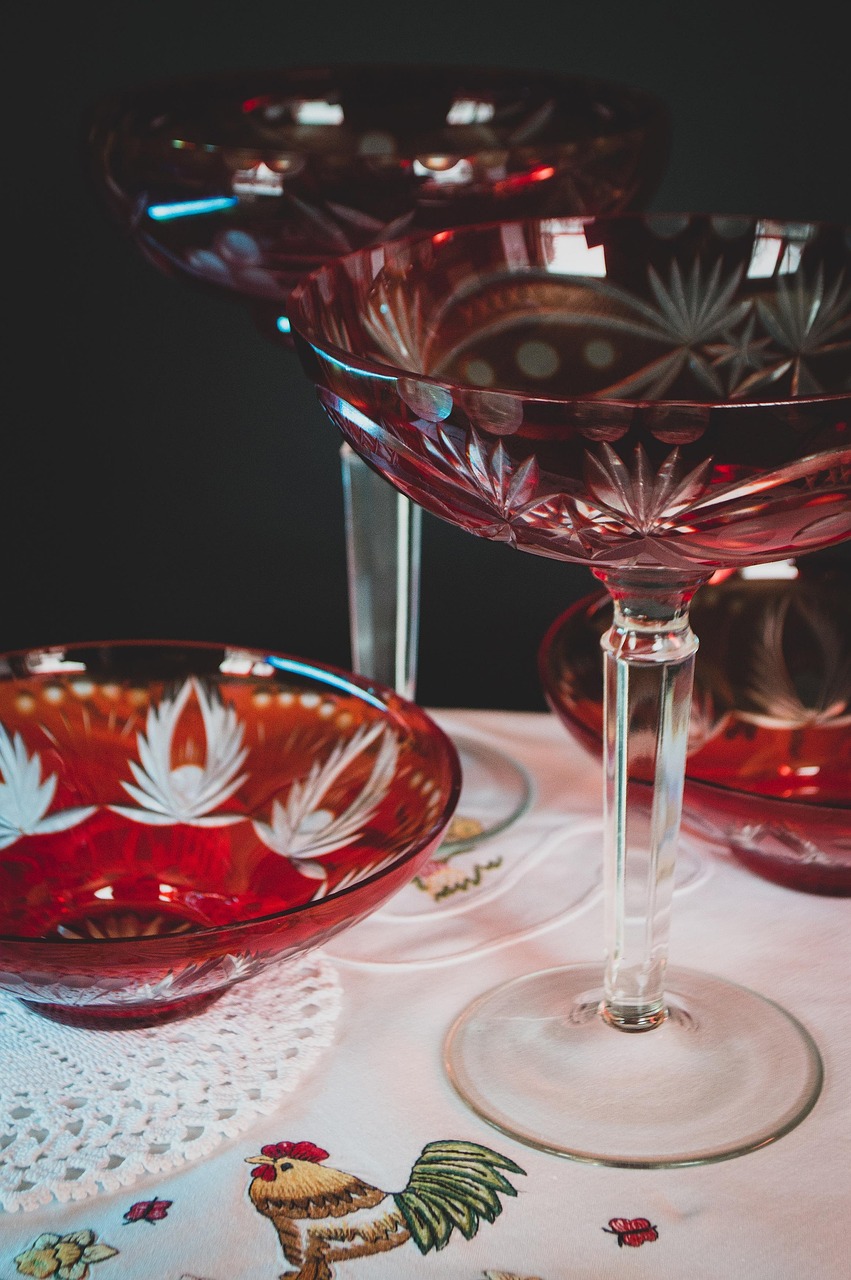 vases, glass crystal, crystal candy bowls, tableware, festive dishes, glass, crystal, tablecloth, holiday dishes, red crystal, baccarat, ussr, the product